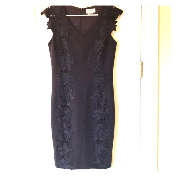 Carmen Marc Valvo Dresses & Skirts - Carmen navy blue floral dress sz 2